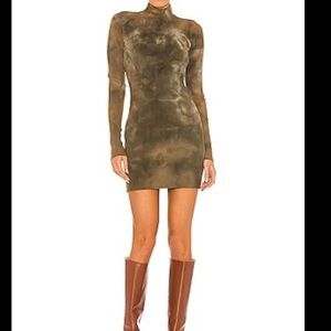 Elegant Olive Tie-Dye Dress